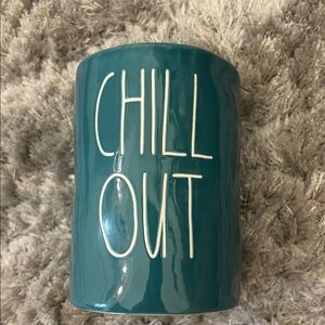 Rae Dunn candle glass Ceramic color teal.